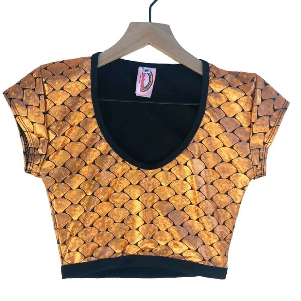 Brand New J. Valentine Gold Scale Crop Top